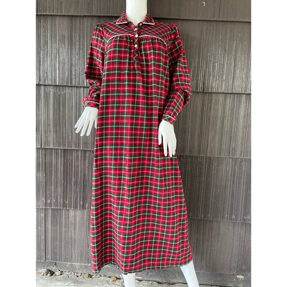 🔥L.L. Bean Flannel Plaided Green Red
Nightgown Cottage Farm Traditional Holiday - Picture 1 of 14